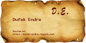 Dufek Endre névjegykártya